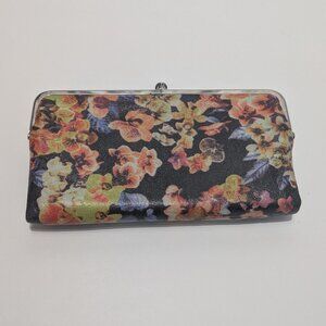 Hobo Lauren Double-Frame Clutch Wallet Autumn Floral Print Leather